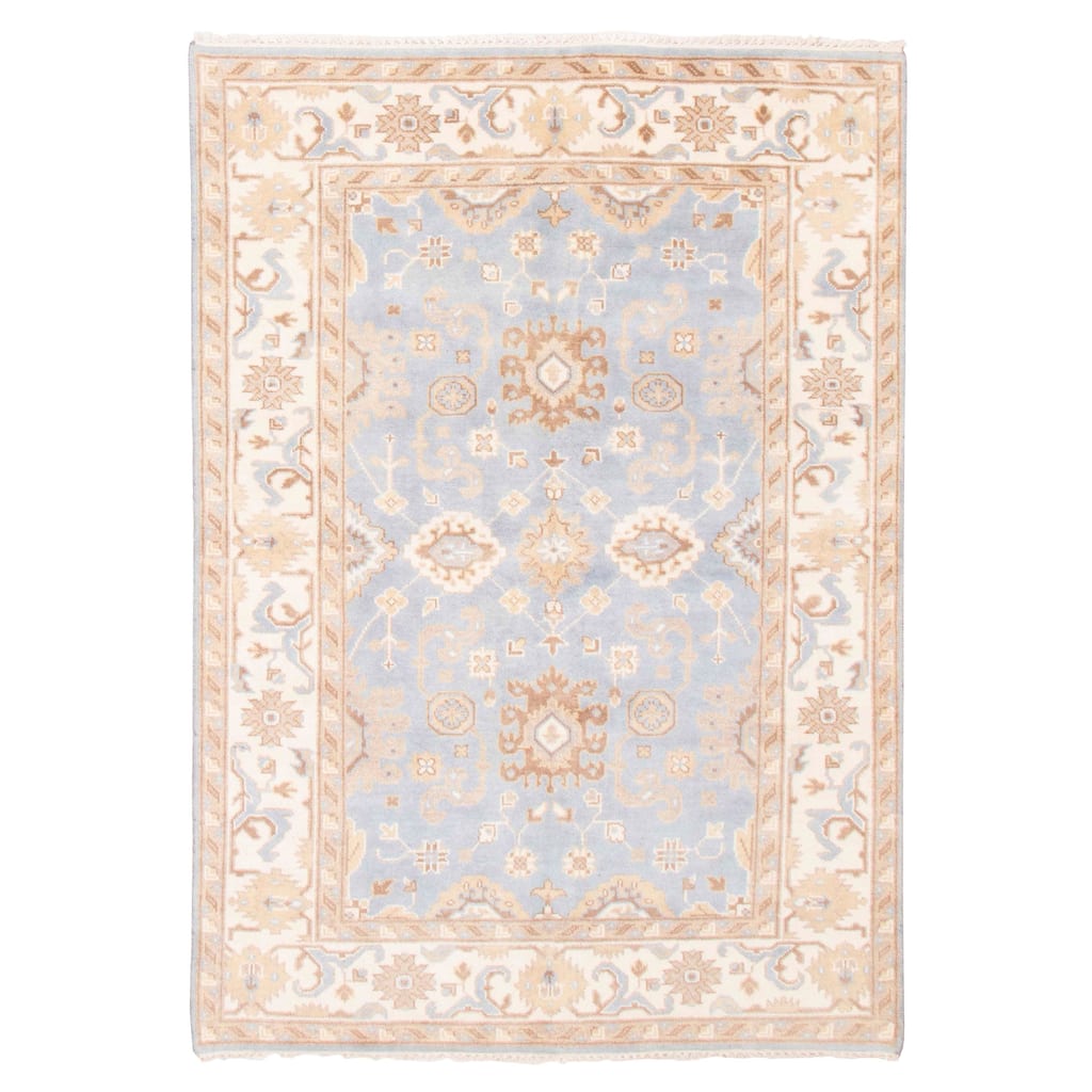 ECARPETGALLERY Hand-knotted Royal Oushak Light Blue Wool Rug - 6'2 x 8'10