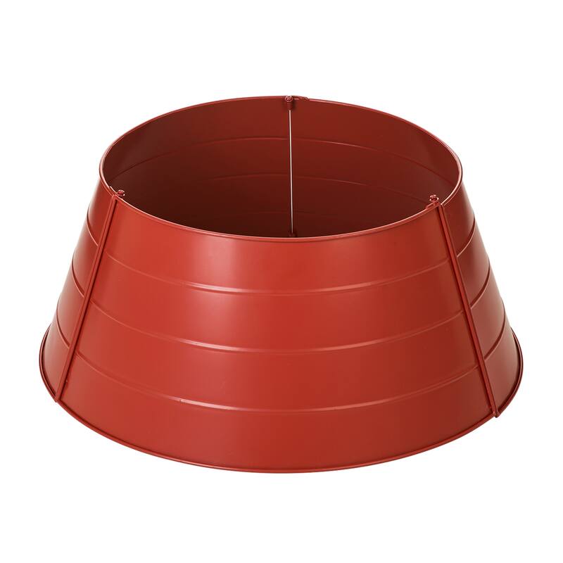 Glitzhome 22"D/26"D Christmas Classic Galvanized Metal Tree Collars - Red-22"D