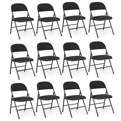 Gymax 12PCS Folding Chairs w/ Metal Frame PVC Leather Stackable Chairs
