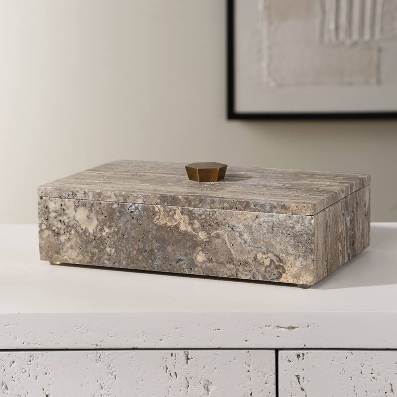 Uttermost 18153 Griseus 10" Wide Travertine Decorative Box