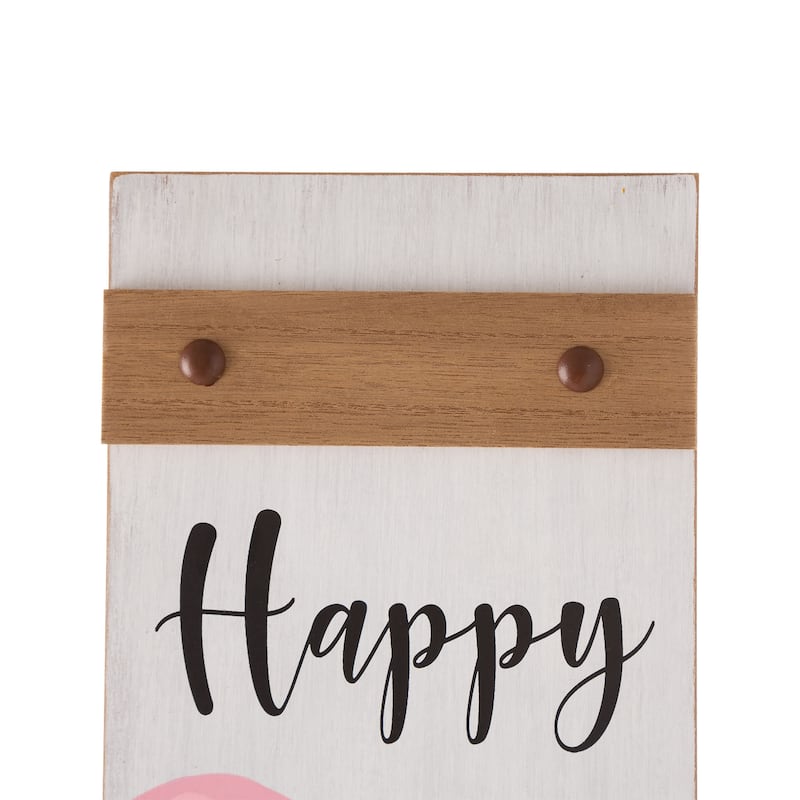 Glitzhome 42"H Wooden "HAPPY EASTER" Standing Hanging Porch Sign for Front Door