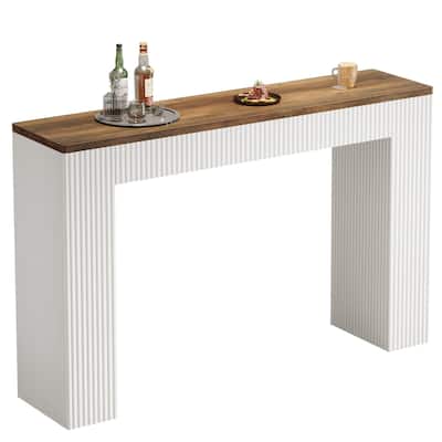 63-Inch Long Bar Table with Narrow Wooden Tabletop for Kitchen, Pub