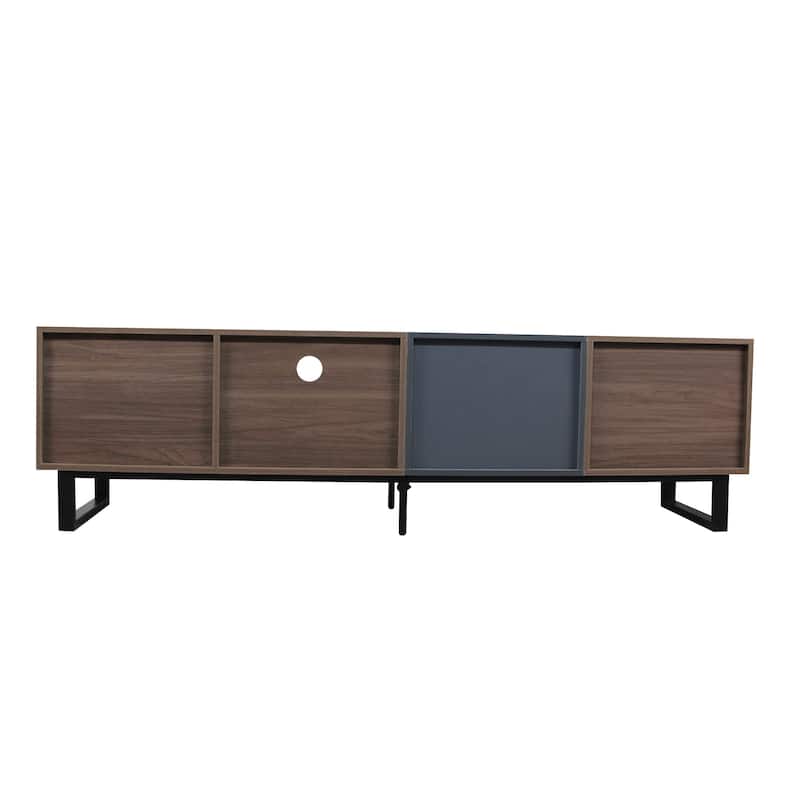 70.86" TV Stand with Drop Down Door, 3 Cabinets and Open Shelves for TVs Up to 80"