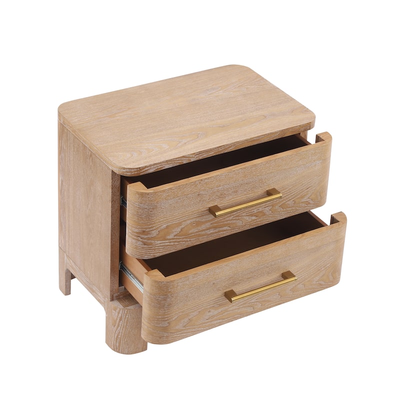 Christopher Knight Home - Modern Nightstand with 2 Drawers and Brushed Gold Handles