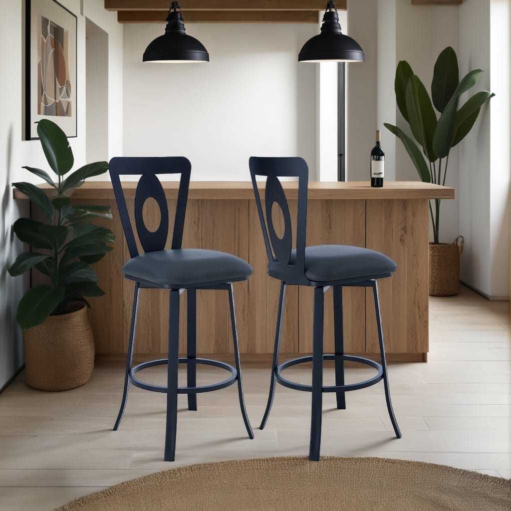 Lola Swivel Bar Stool, Upholstered Counter Height Chair with Metal Frame