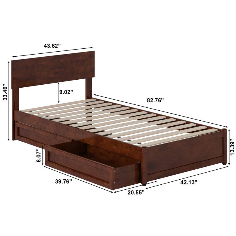 Wesley Platform Bed with Panel Footboard and Storage Drawers