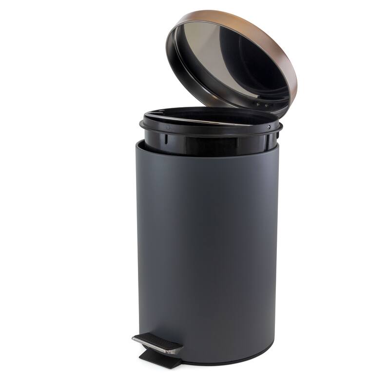 12 Liter Compact Soft Close Pedal Small Room Trash Bin Gray and Copper