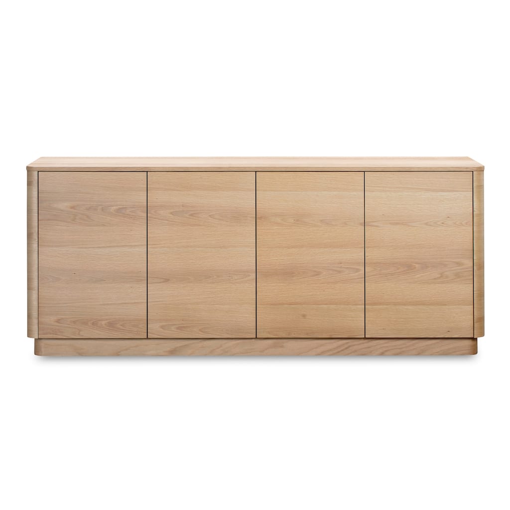 Odette Sideboard, Rectangular Walnut Veneer with Rubber Wood Base, Scandinavian Design, 3 Doors, 2 Drawers, Natural Finish
