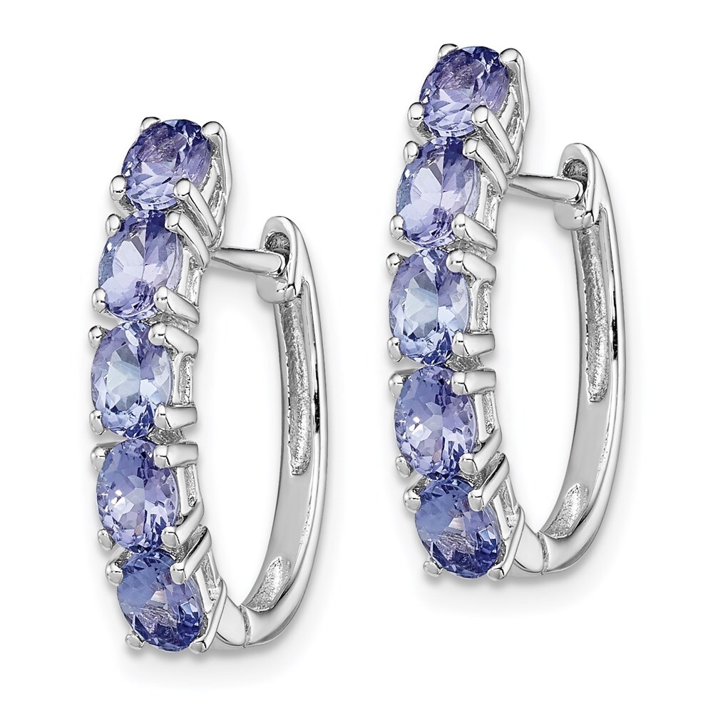 925 Sterling Silver Rhodium Plated Diamond Gemstone Hinged Hoop Earrings L-14 mm, W-13 mm for Women 