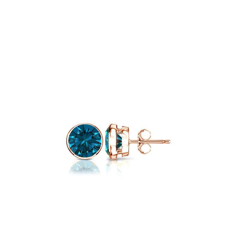 Auriya 14k Gold 1/4ctw Blue Diamond Stud Earrings Bezel-set (I1-I2) - Rose