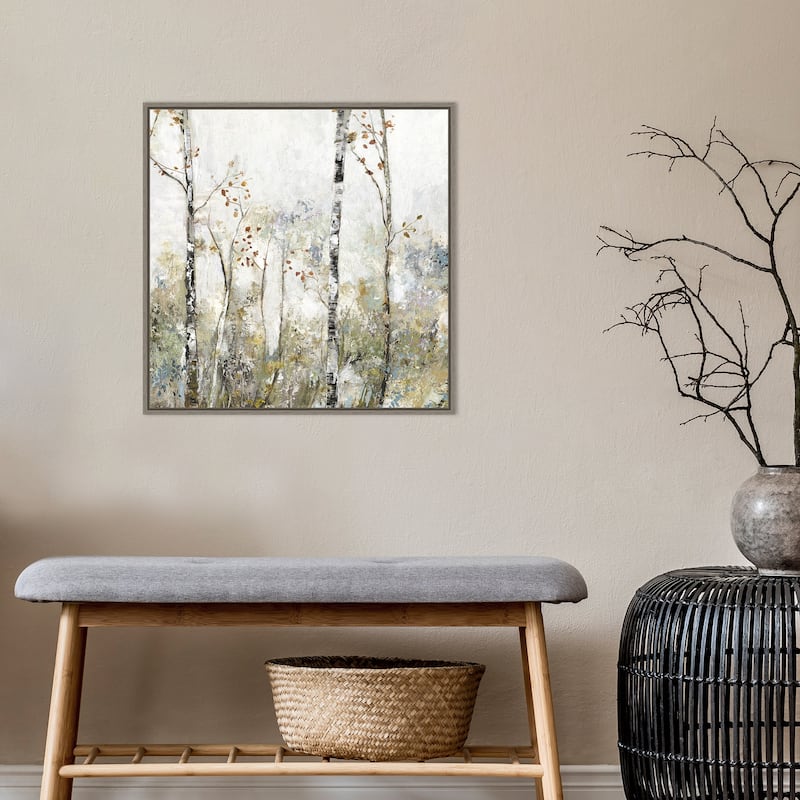 Soft Birch Forest II by Allison Pearce Framed Canvas Wall Art Print - Sylvie Greywash