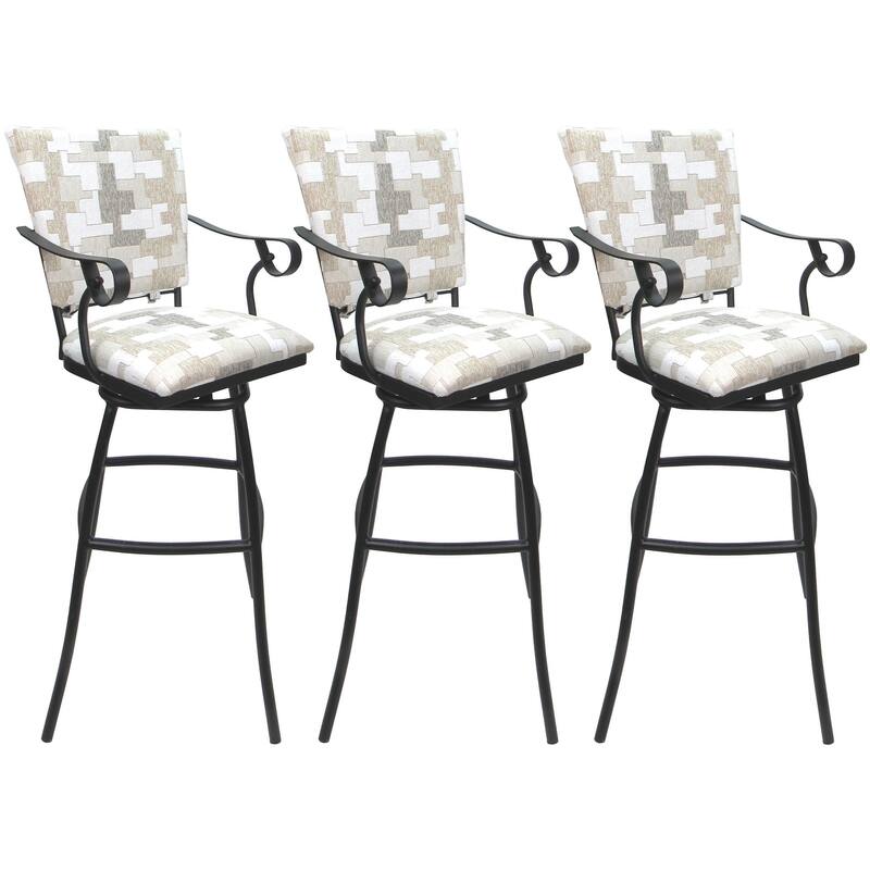 Set of 3 Outdoor Indoor Bar Stool Counter Extra Tall - Jenna PB Arms - Craftsman Whitelinen - Gray - Counter Height