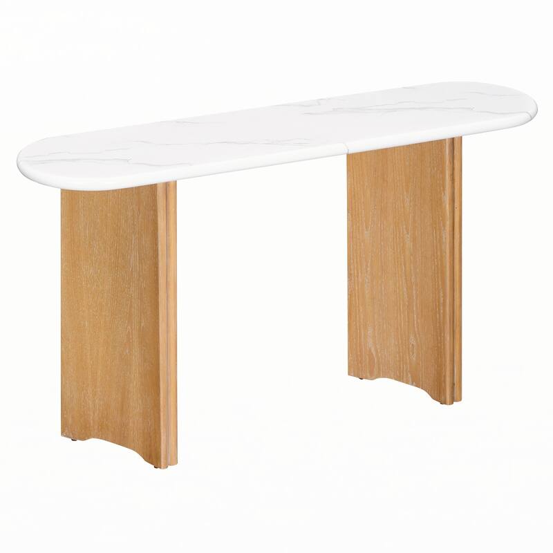 Narrow Console Table, Entryway Table,Natural+White