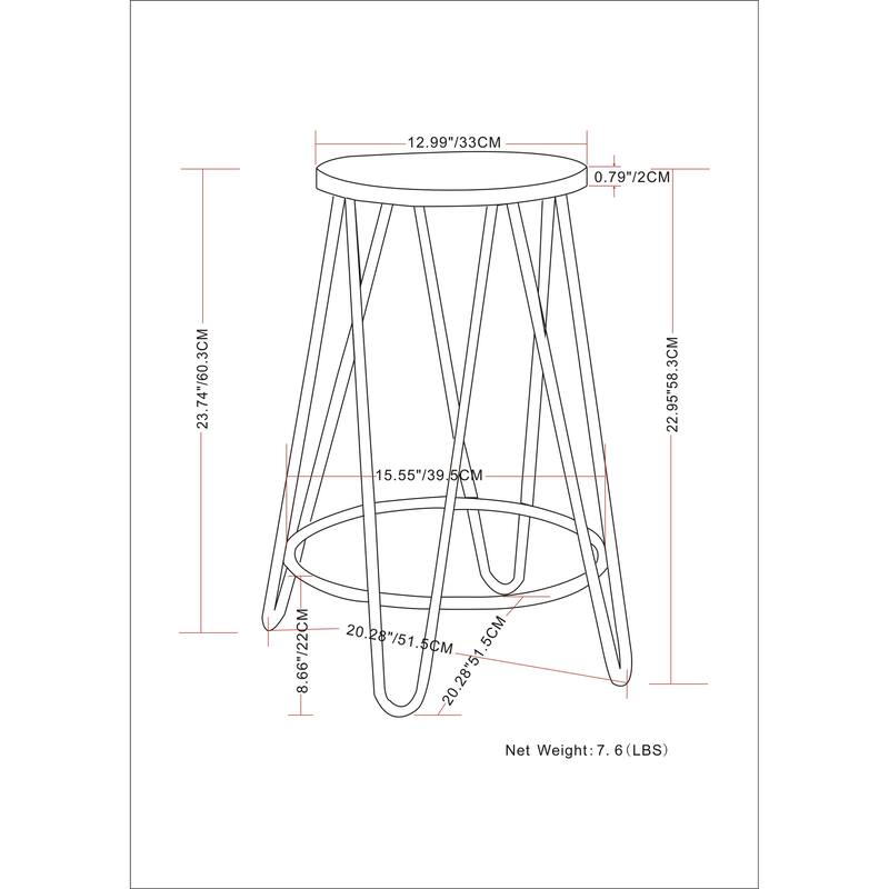WYNDENHALL Kendall Industrial Metal Counter Height Stool with Wood Seat
