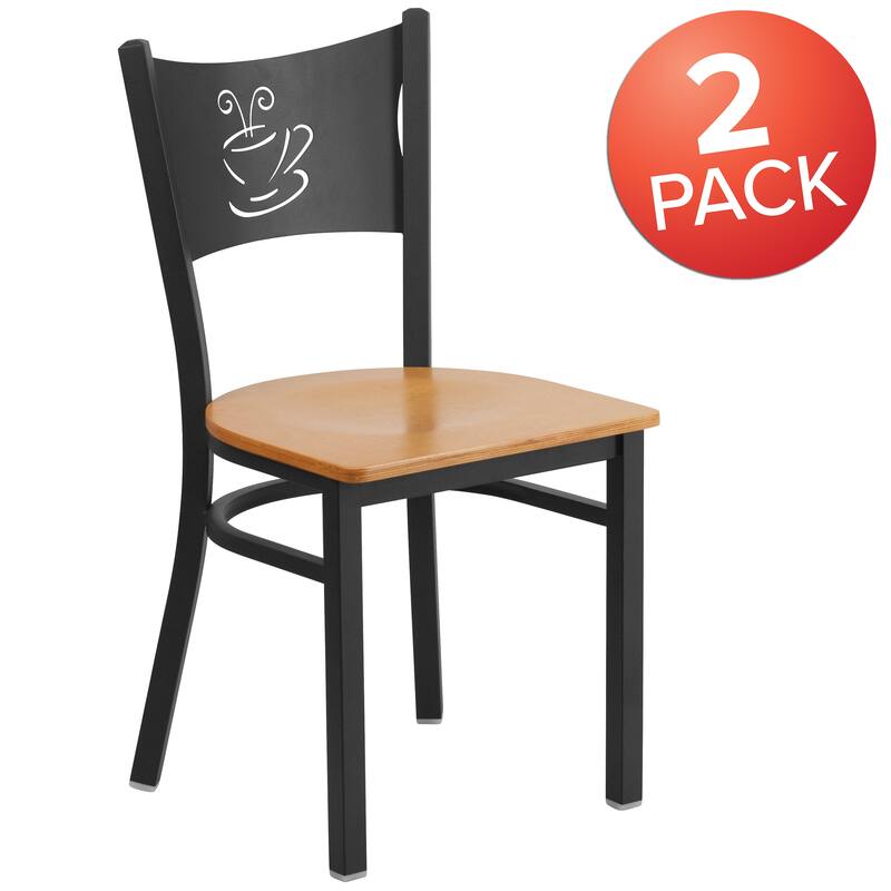 2 Pack Coffee Back Metal Restaurant Chair - 17.25"W x 20"D x 33.25"H