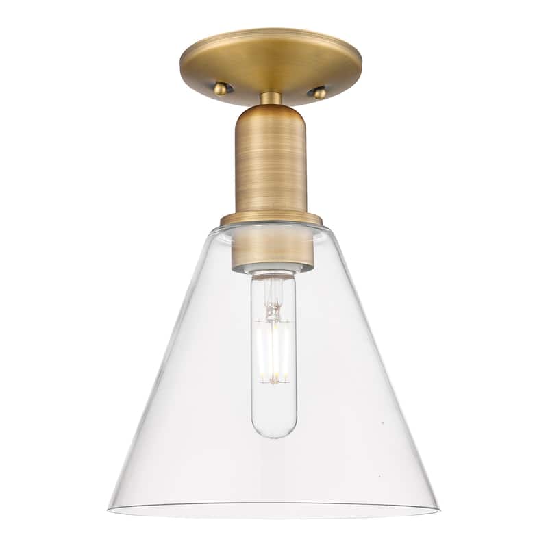 Innovations Lighting 716-1C-12-8 Berkshire Glass Semi-Flush Berkshire - Brushed Brass / Clear