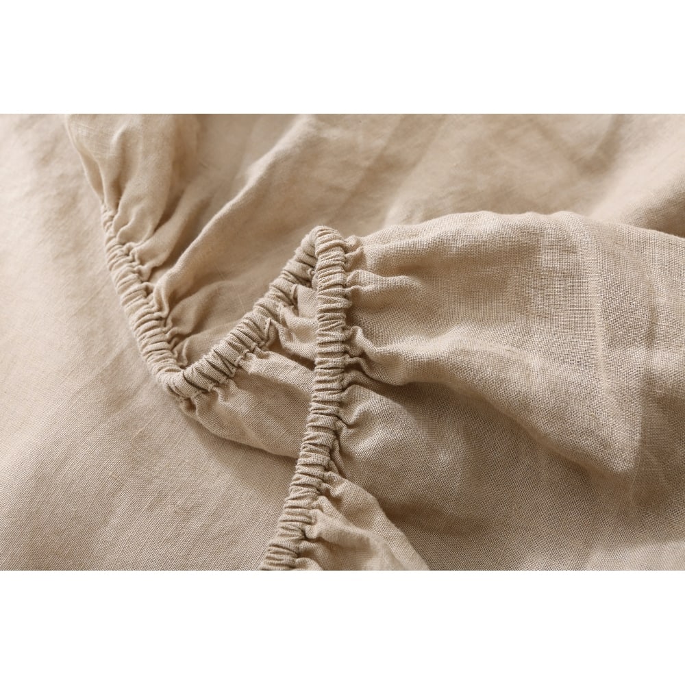 Highland Feather 100% Ultra Soft French Linen Fitted Sheet Set - 1 Fitted Sheet & 2 Pillowcases