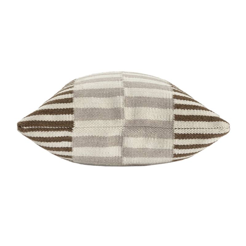 Handmade Striped Throw Pillow - 24" - Brown and Cream