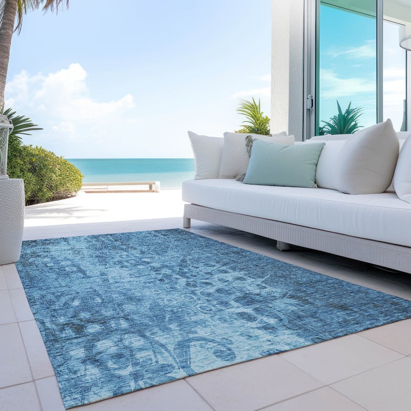 Machine Washable Indoor/ Outdoor Chantille Abstract Modern Rug