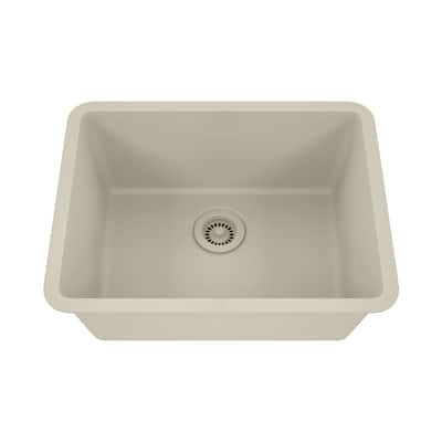 23 Inch Lexicon Platinum Quartz Composite Drop-in Undermount Single Bowl Galaxy Beige Kitchen Sink LP-2318-B-SO