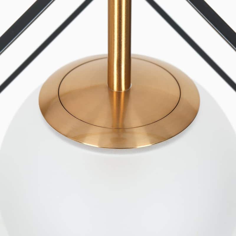 Modern Farmhouse 1-Light Black Gold Cage Kitchen Island Pendant Lights with Globe Frosted Glass - 11" L x 11" W x 14.5" H