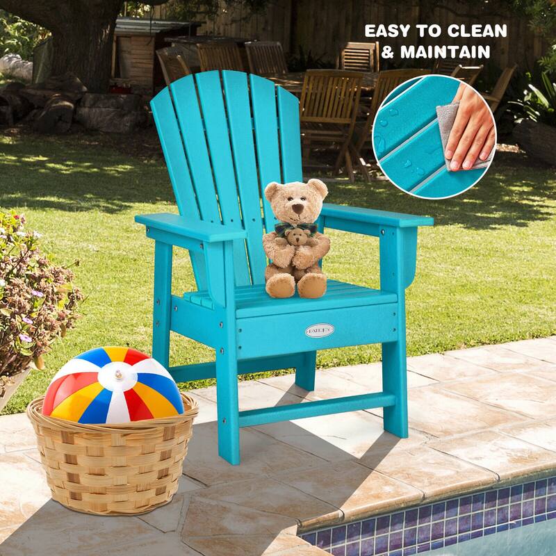 Gymax Set of 2 Kids Patio Adirondack Chair Armchair Weather Resistance