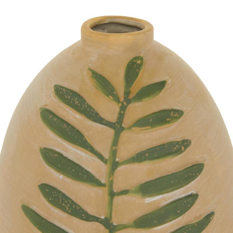 Ceramic Leaf Vase - Beige - Roche River Decor