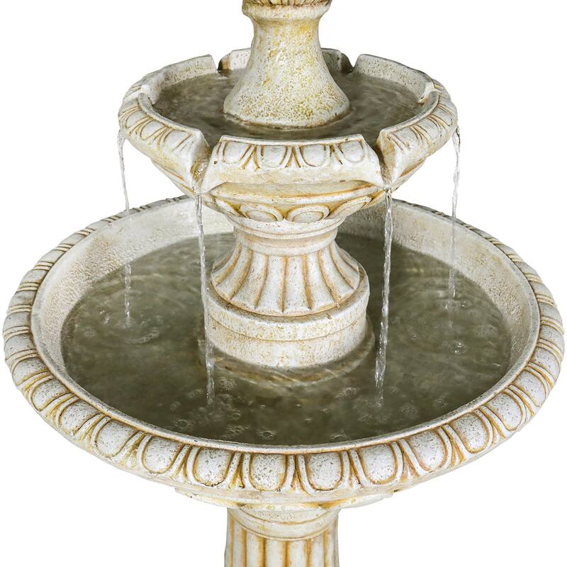 SunJet 40.5" Tall 3-Tier Pagoda Concrete Water Fountain - 40.5'' H X 25'' W X 25'' D