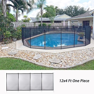 12x4Ft Outdoor Pool Fence With Section Kit,Removable Mesh Barrier
