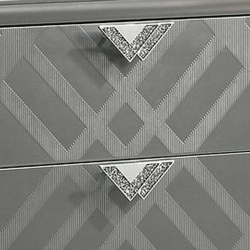 Gray/Silver 2 Drawer 30.38 in. W Nightstand with Acrylic Legs
