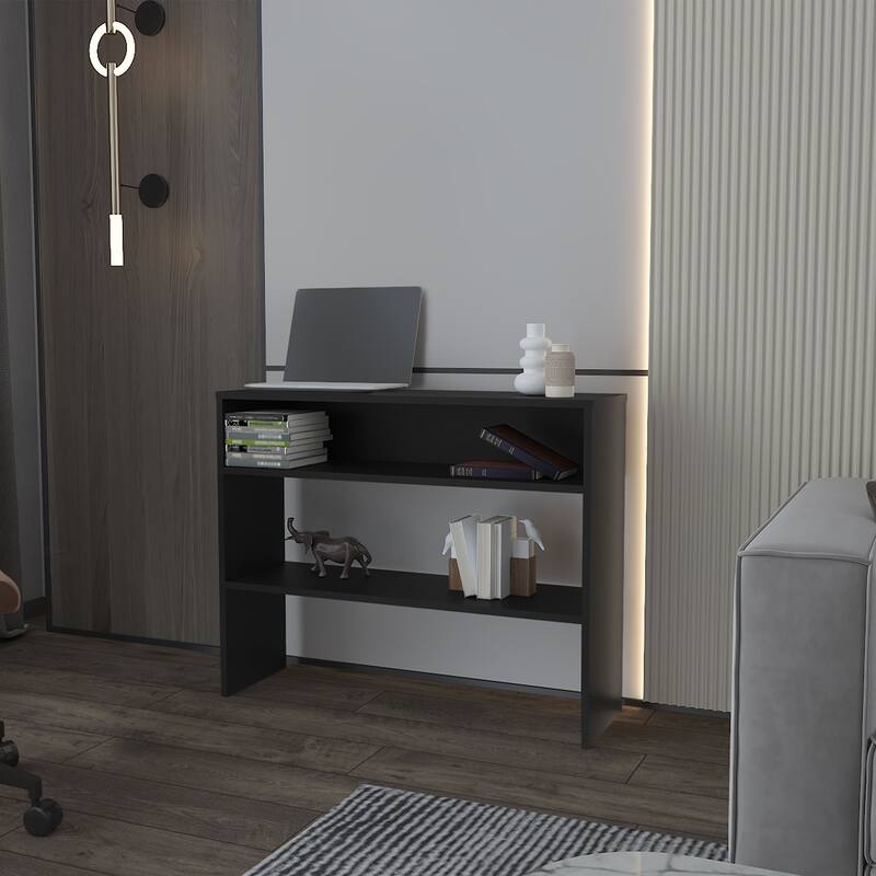Vail Console table in Melamine with Open Storage, Black - Black