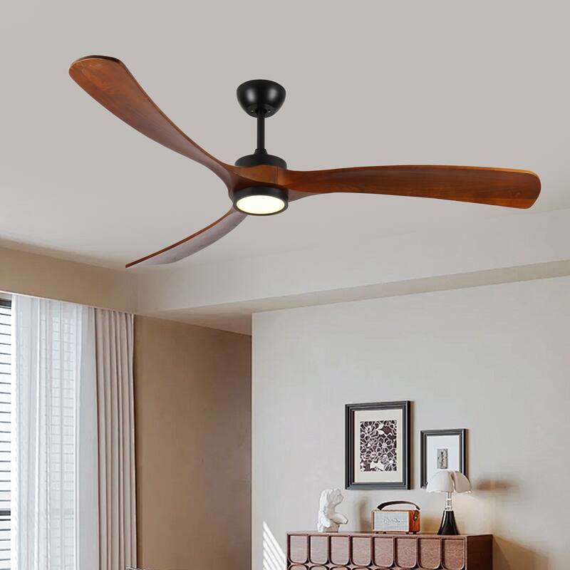 72 Inch Wood Ceiling Fan with Light, Low Profile Ceiling Fan with Remote Control,Noiseless Reversible DC Motor with Timer