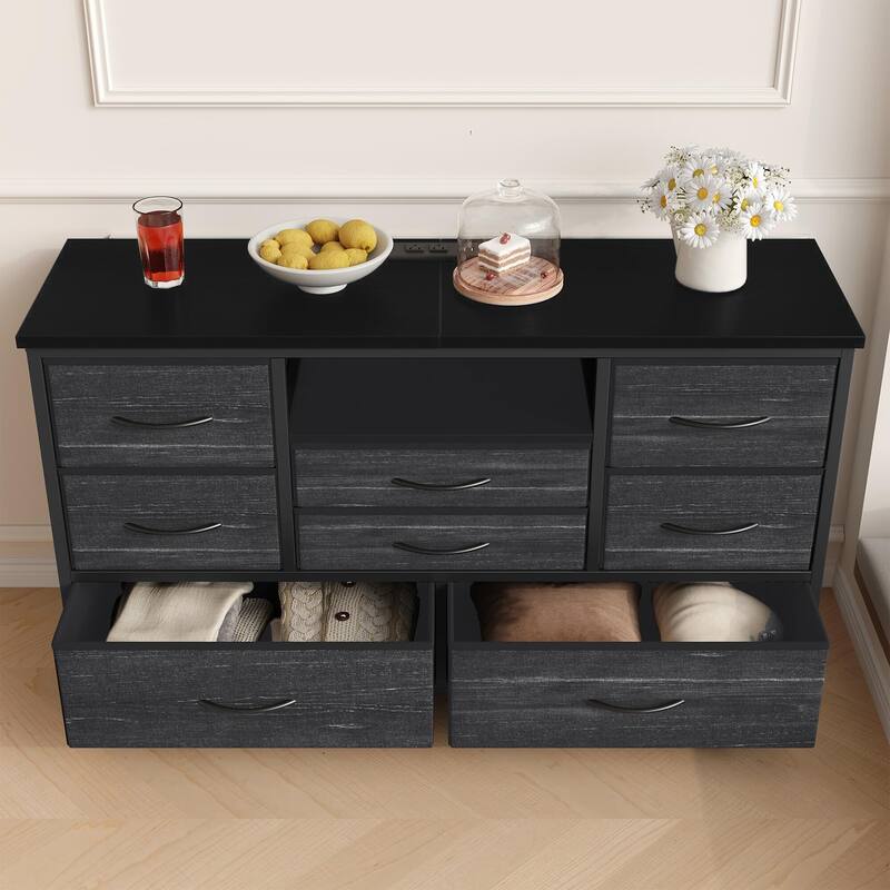 Dresser TV Stand with Power Outlet & Led for 55'' TV - 55 inches