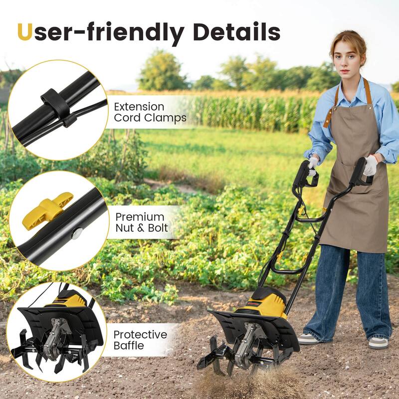 Ironmax Corded Electric Tiller Cultivator, 10 Amp Powerful Foldable - See Details