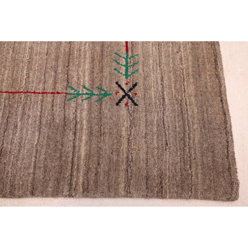 ECARPETGALLERY Hand Loomed Kashkuli Gabbeh Grey Wool Rug - 5'0 x 8'1