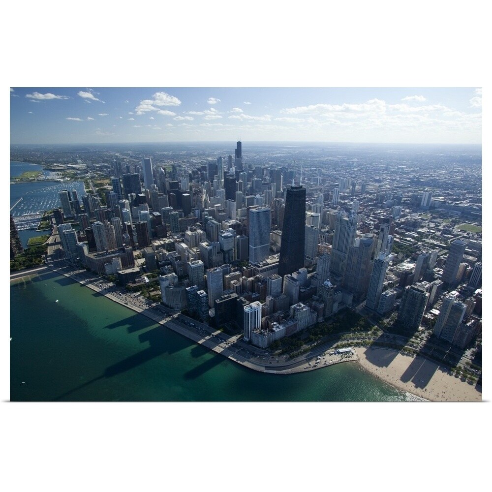 Get Wallpaper Shop Aerial View Of A City Oak Street Beach Lake Michigan Chicago Cook County Illinois Poster Print Overstock 16895963 Desktop Wallpaper