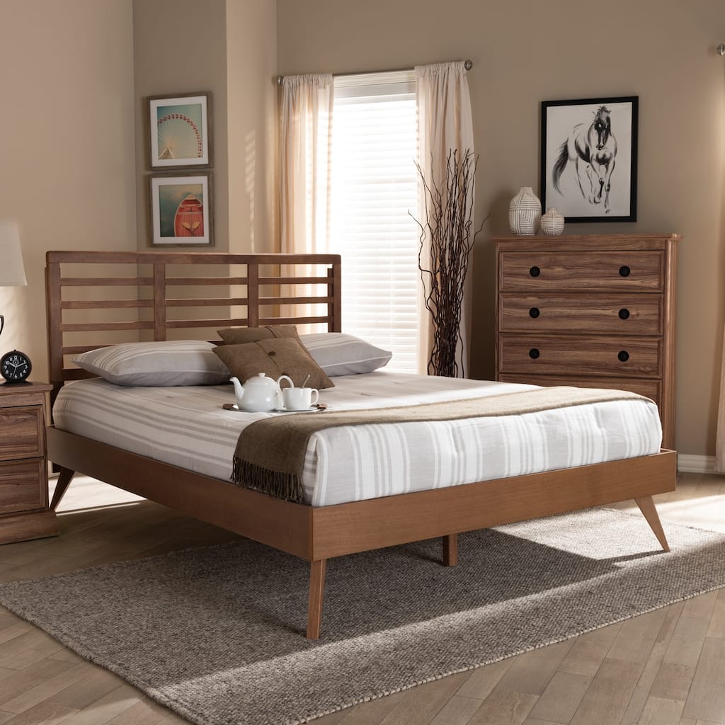 King Size Platform Bed - Wood Frame, Adjustable Height, Headboard & Slats Included, Modern Bedroom Furniture