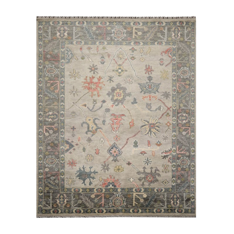LoomBloom Muted Turkish Oushak Hand Knotted Area Rug Gray Color