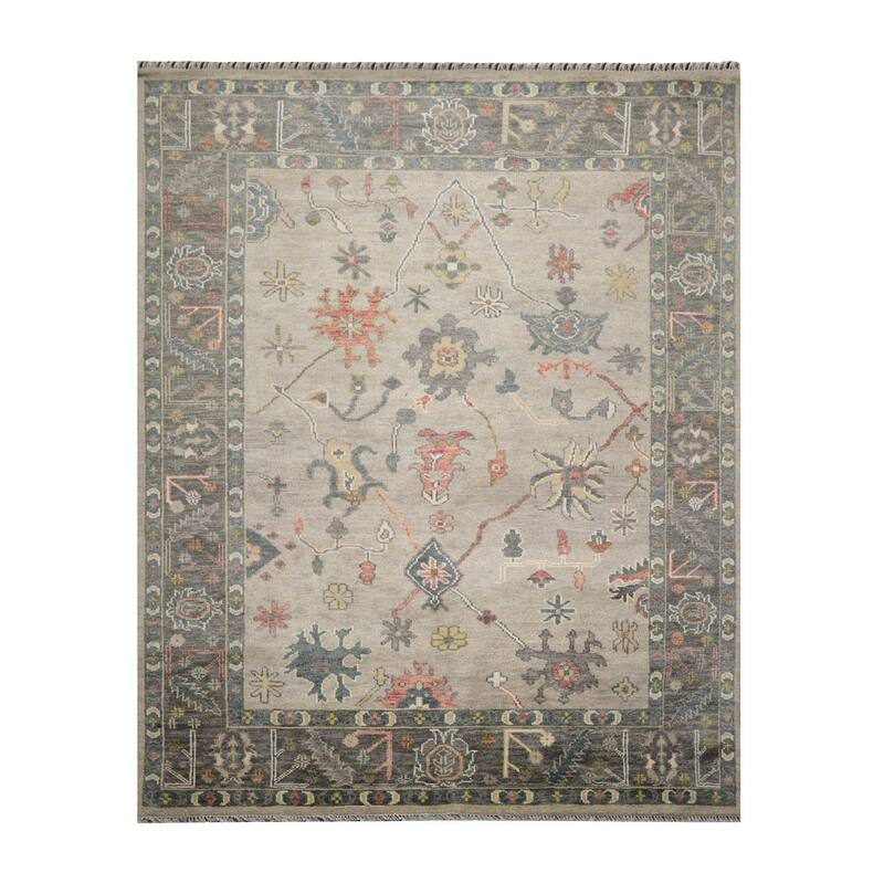 LoomBloom Muted Turkish Oushak Hand Knotted Area Rug Gray Color