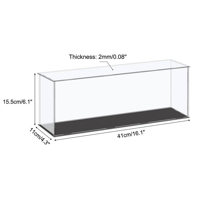 Acrylic Display Case Plastic Box Cube Storage Small Assemble Showcase - 16.1x4.3x6.1 Inch