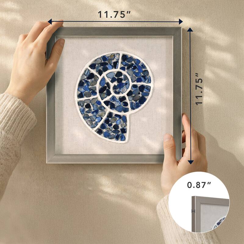 American Art Decor 2-Piece Coastal Seashell & Sea Glass Shadowbox Framed Wall Art Set