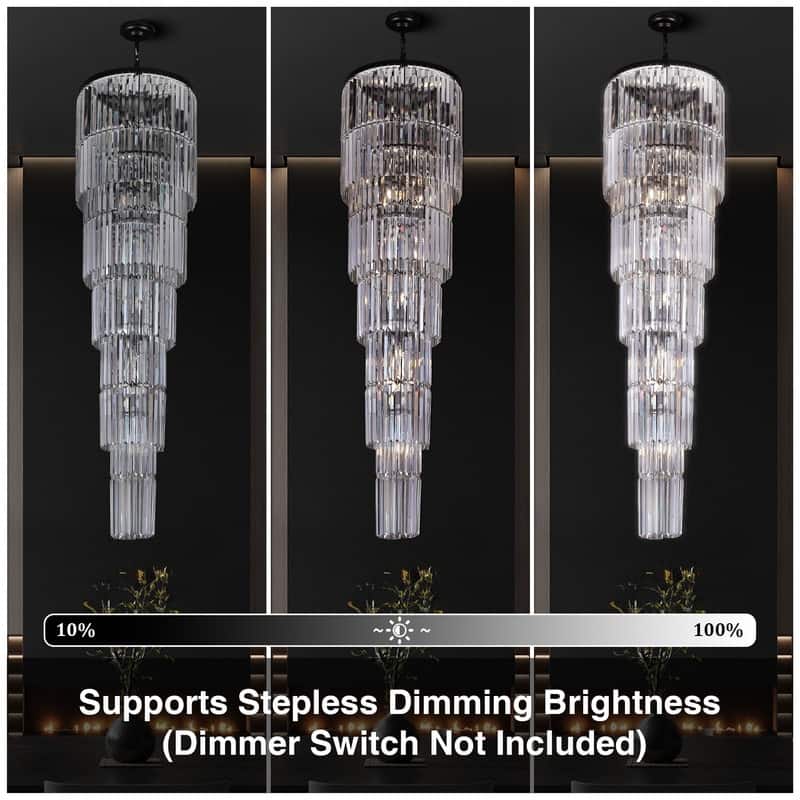KAYLA 125 in. 20-Light Gold Crystal Chandelier- High Ceiling Lighting Fixture