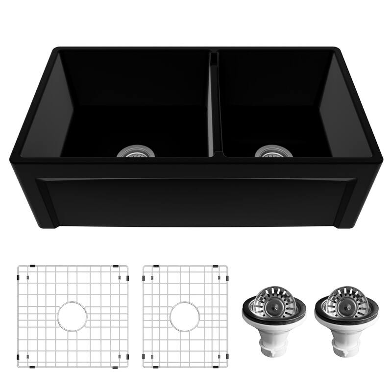 Karran USA FCP33DB Karran FCP33DBWH 33" Double Bowl Panel Front - Matte Black