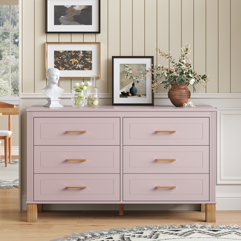 Pink 6-drawer Modern & Contemporary Dressers
