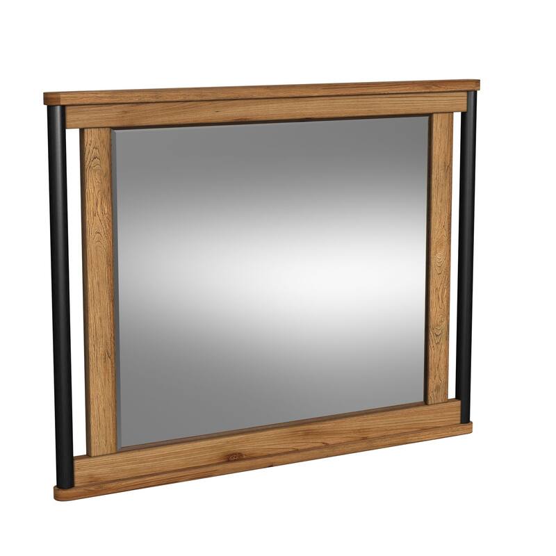 Norcross Rubberwood Rectangular Landscape Mirror, Hickory