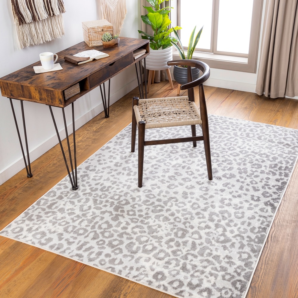 Livabliss Zoran Neutral Leopard Print Area rug