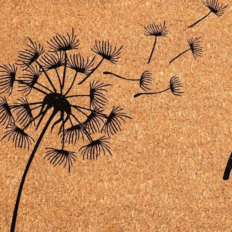 HomeRoots 24" X 48" Brown And Black Floral Hello Outdoor Coir Door Mat - 24.00' X '48.00