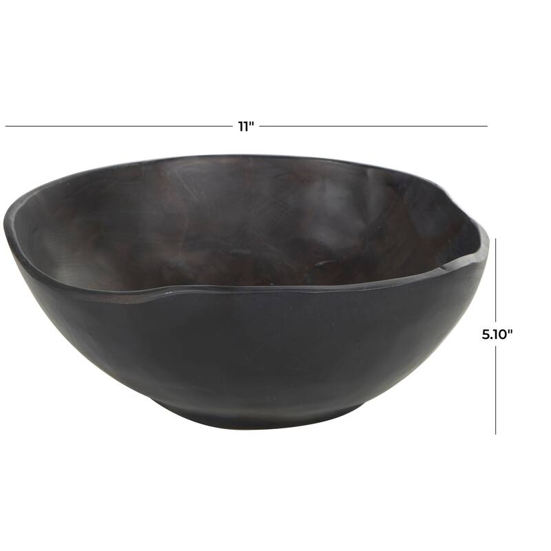 Brown or Black Teak Wood Handmade Decorative Bowl with Natural Grooves