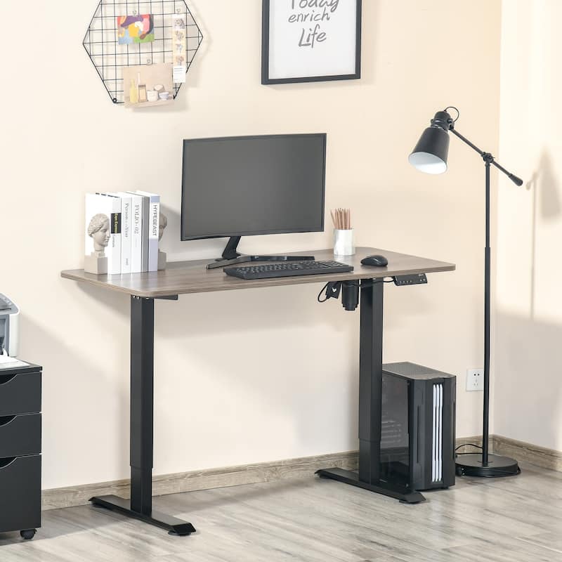 Vinsetto Electric Height Adjustable Standing Desk with 54" Desktop, 4 Memory Button Control and Anti-Collision System - Stained - Black