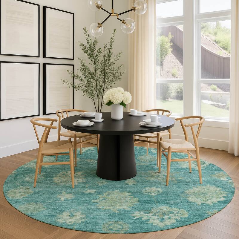 Machine Washable Indoor/ Outdoor Casual Traditional Chantille Rug